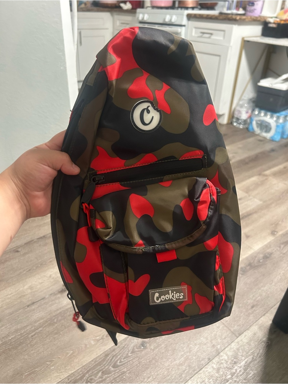 Men’s Red & Olive Camo Sling cookies Bag